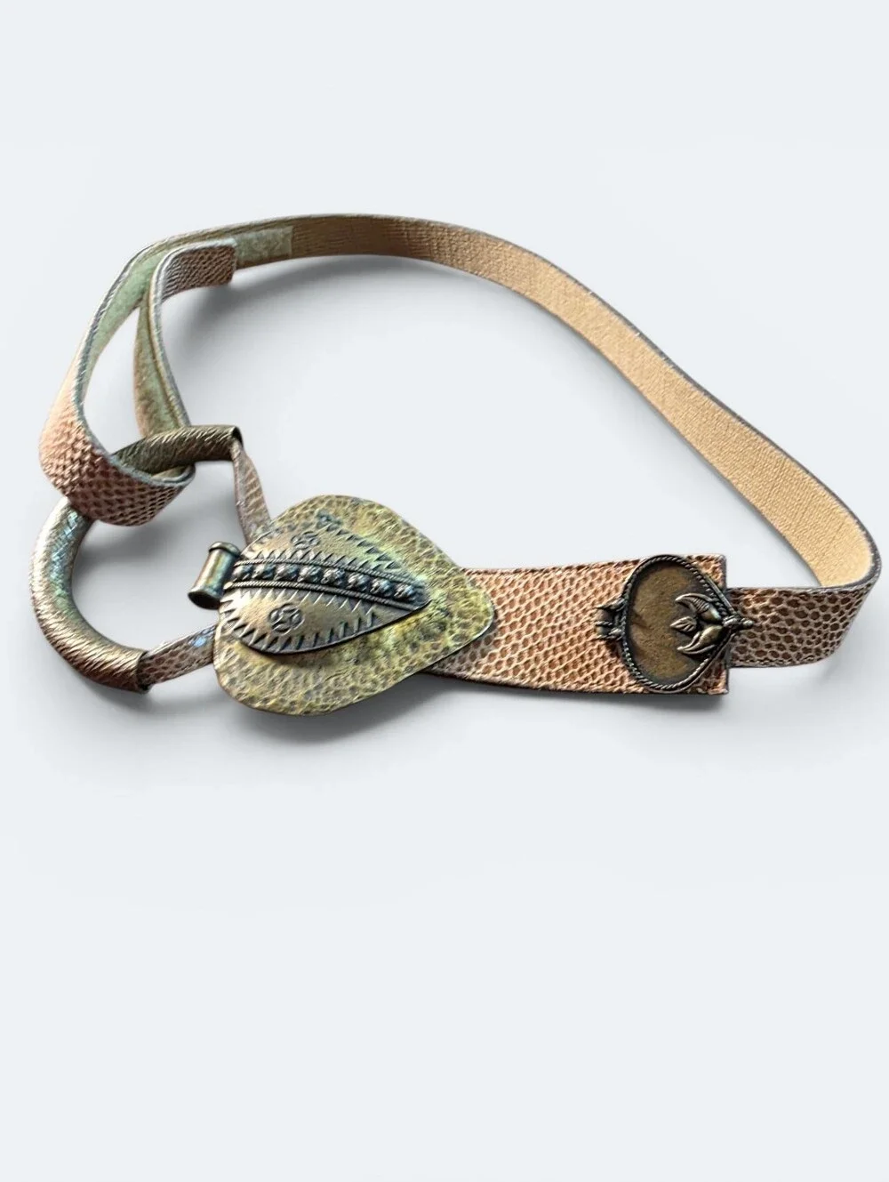 Vintage Omega 80s 90s Metallic Snake Heart Statement Belt